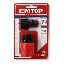 Acople Rapido Conector Manguera 3/4´´ Riego Jardin Emtop Color Rojo