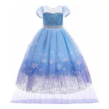 Vestido De Princesa De Elsa, Disfraz De Frozen 2 , Incluye Capa , Tiara Y Varita