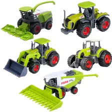 Kit 5 Pcs Colheitadeiras E Tratores Farm Set Metal Diecast