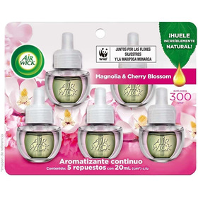 Repuestos Air Wick Magnolia & Cherry Blossom 100ml Pack X5