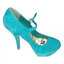 Zapatos Turquesa De Gamuza Sin Uso Elegantes Marca Xoxo T.37