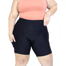 Bermuda Feminina Liso Ciclista Academia Fitness Plus Size