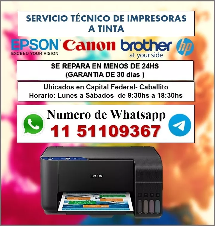 Servicio Técnico De Impresoras Espson Canon Hp Brother