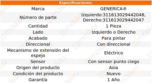 1_ Espejo Elect P/pintar C/direcc Cr-v 2017/2019 Genrica Foto 2