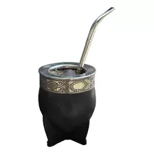 Mate Imperial Acero Inoxidable Premium Deluxe Guarda Espejo Negro + Bombilla Acero Inoxidable Pico De Loro The Mate Spot