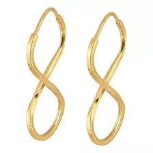 Brinco Ouro 18k Argola Infinito Promoção Cor Amarelo