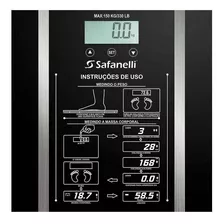 Balança Corporal Digital Safanelli Performance Preta, Até 150 Kg