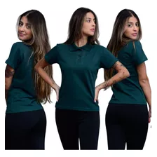 Kit 5 Camisas Polo Femininas Lisas Piquet 2 Botões Oferta Já