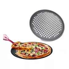 Forma Pizza Antiaderente Assadeira C/ Furos Aço Carbono 31cm