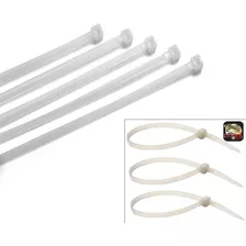 Kit 100 Abraçadeiras Nylon Branco Enforca Gato 250mm X 5 Mm