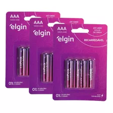 Kit 12 Pilhas Recarregável Aaa Palito Blister Com 4 Un Elgin