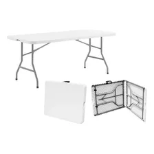 Mesa Plegable Rectangular Tipo Maleta 1.80mt Blanca Portatil