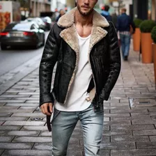 Chaqueta De Cuero Para Hombre For Coats Retro Street, Invier