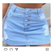 Saía Jeans Com Botões Encapado