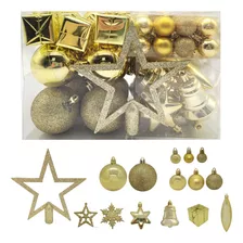 Adornos Navidad 76pz Para Arbol Decoracion Esferas Navideñas Color Dorado Liso