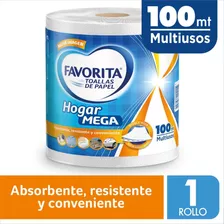 Toalla De Papel Favorita Hogar Mega Doble Hoja 1 Un De 100 M