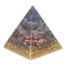 Orgonite Pirâmide Raio Dourado Pirita Quartzo Fume Tam P