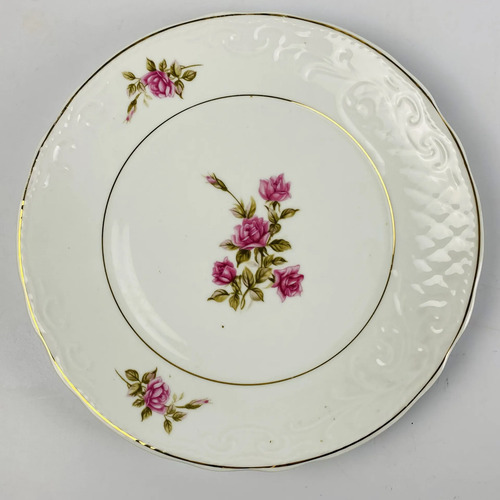 Jogo De Jantar Schmidt Rosas Porcelana 40 Peças Vintage Branco Florido 7