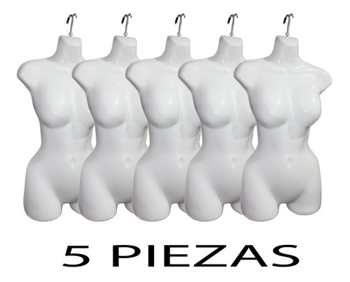 5 Maniqui Exhibidor Blusa 3/4  Dama Plástico Reforzado Hueco