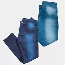  Kit 2 Calças Jeans Sarja Masculina Skinny C/ Lycra Atacado