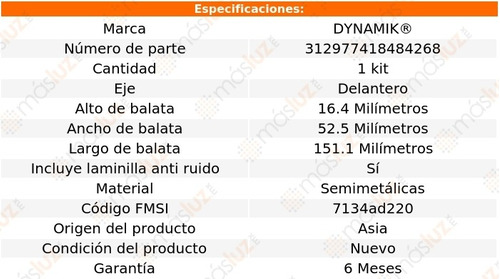 Balatas Semimetalicas Del Dodge 600 L4 2.4l 84/86 Dynamik Foto 3