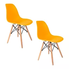 Cadeira De Jantar Empório Tiffany Eames Dsw Madera, Estrutura De Cor Amarelo, 2 Unidades
