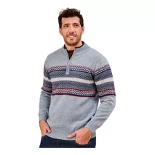 Sweater Con Jacquard Y Cierre Bariloche Mauro Sergio !