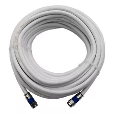 Cabo Rg6 Branco 15 Mts Coaxial Antena Tv Pronto C/ Conector