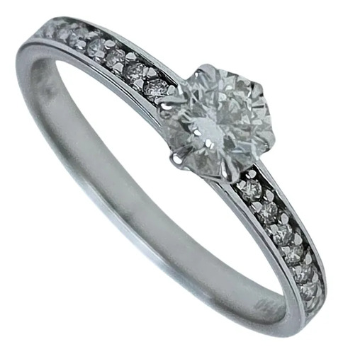 Anel Hstern Solitário Stern Noble Ouro18k E Diamantes 0,43ct Branco 16