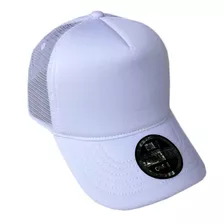 Boné Todo Branco Tela Trucker Aba Curva Sem Estampa Tom Flex