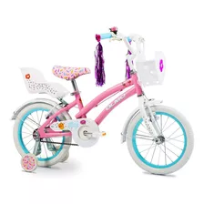 Bicicleta Infantil Infantil Olmo Infantiles Tiny Friends 2020 R16 Frenos V-brakes Color Rosa Con Ruedas De Entrenamiento 