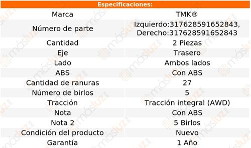 2- Mazas Traseras Con Abs Subaru Xv 4 Cil 2.0l 2013/2016 Tmk Foto 2