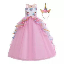 Unicornio Princesa Cumpleaños Tul Fantasía Vestido Para Niña