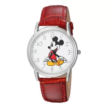 Reloj Hombre Disney Wds000402 Cuarzo Pulso Rojo En Cuero