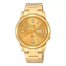 Relógio Seiko 5 Automático Masculino Snkk20b1 Fundo Dourado