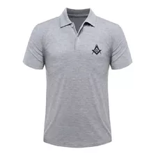 Camisa Polo Maçonaria Cinza Esquadro E Compasso