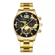 Relógio Geneva G0106 Luxo 42mm Aço Pulseira Ajustável