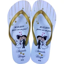 50 Chinelo Personalizado Casamento Brinde Embalagem Gratis