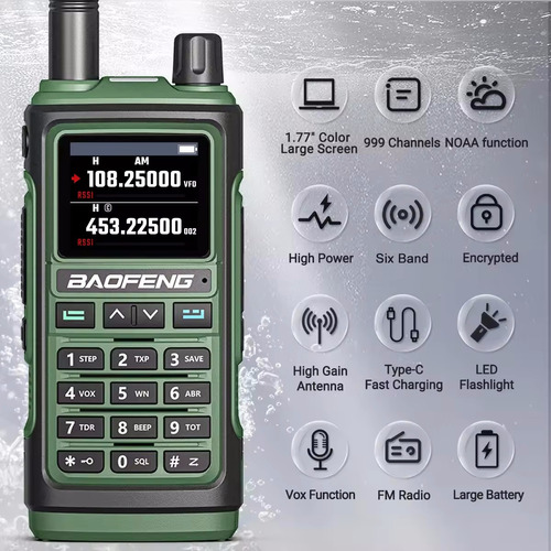 Baofeng Radio Uv-17 Walkie Talkie Uhf Vhf 1000 Canales Verde Foto 6