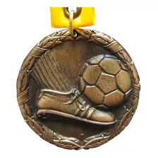 50 Medallas Metálicas Fútbol Color Oro