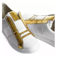 Tenis Hombre Sneakers Blancos Cinta Det Dorado Alexis Roman