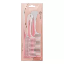 Conjunto 3 Pentes De Cabelo Escova Essencial - Lanossi Cor Rosa-claro