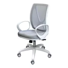 Silla Oficina Ergonómica Escritorio Pc Ejecutiva Alma Blanca Chenille Gris Perla