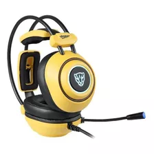 Headset Gamer Motospeed H19 Ultra Leve 7.1 Pc Ps4 Ps5 Cor Amarelo Cor Da Luz Azul