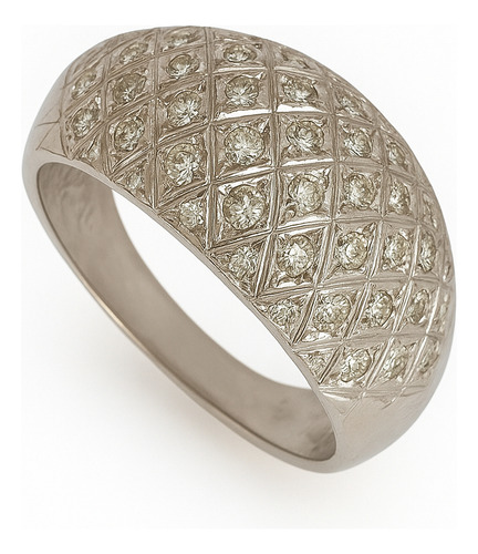 Anel Abacaxi Com Diamantes 0,39ct De Ouro 18k 750 Branco 18