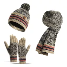 Set De Gorro, Bufanda, Guantes Con Pantalla Táctil, Gorro De