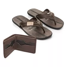 Kit Chinelo Masculino De Dedo Adulto Com Carteira Danper