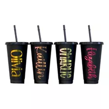 Vaso Con Popote 36 Pzas Reusable Personalizados Todos 16oz