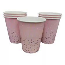 Vaso Polipapel Color Pastel Con Stamping Plateado X8