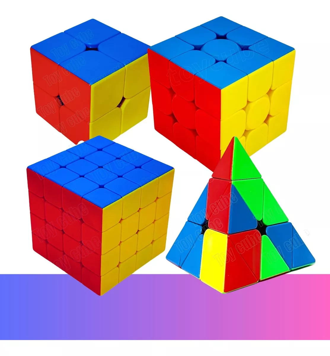 Kit Cubo Mágico 2x2x2 + 3x3x3 + 4x4x4 + Piramide Profissiona